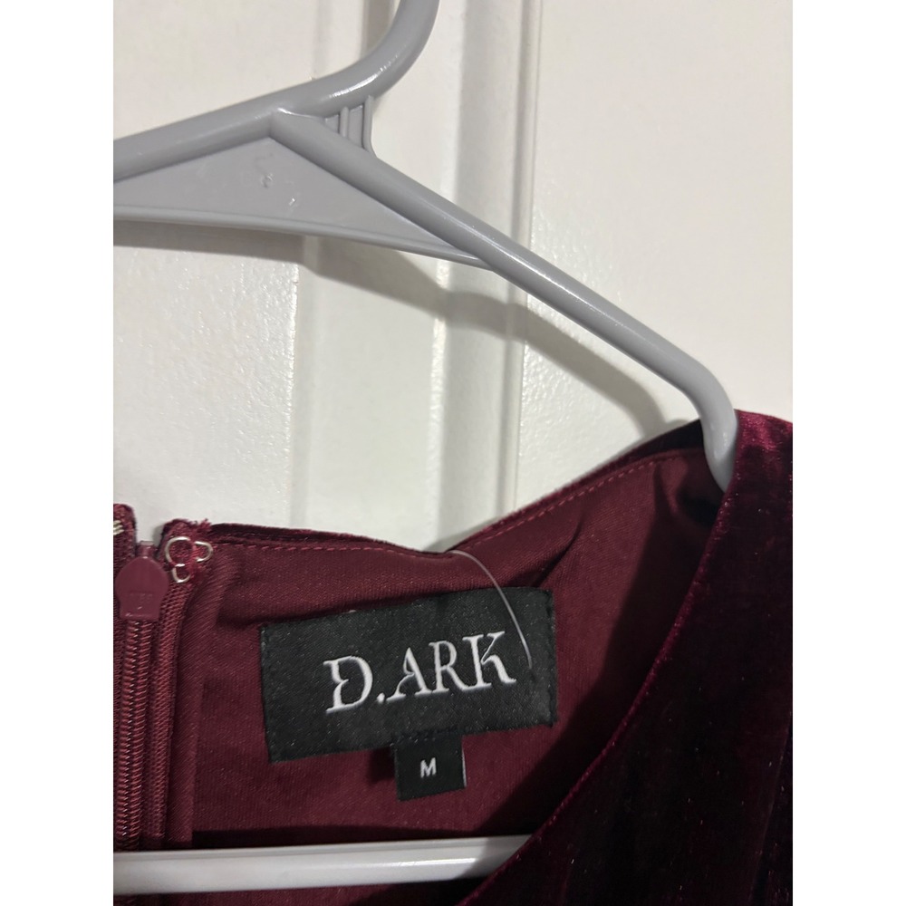 D.ARK Dress Velvet Cutout Burgundy Gold Hardware Midi M NWOT Aesthetic - Picture 5 of 12